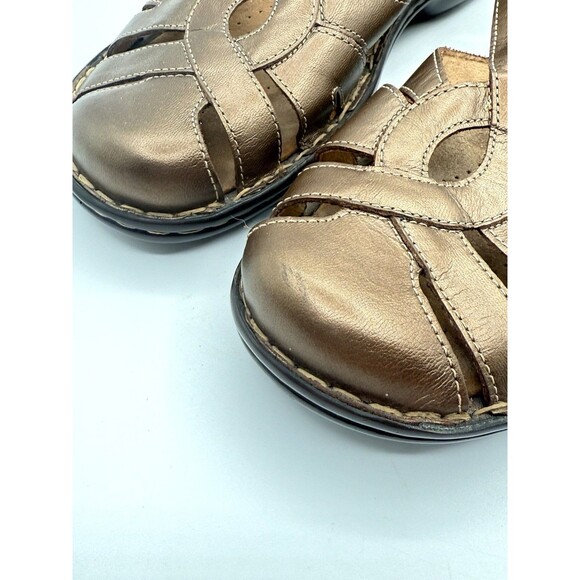 CLARK'S LEATHER Metallic Bronze HUARACHE SLING BACK SANDALS SZ 10 M Bendables - Picture 2 of 6